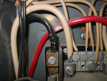 Overheated wire in electrical panel