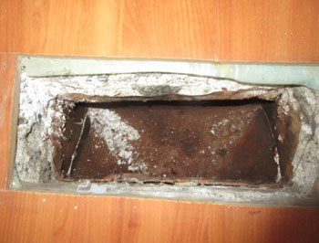 Corrosion to under slab heating ductwork