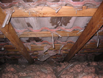 Roof leakage. Deteriorated roof underlayment