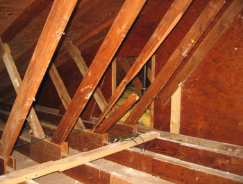 Damaged roof structure